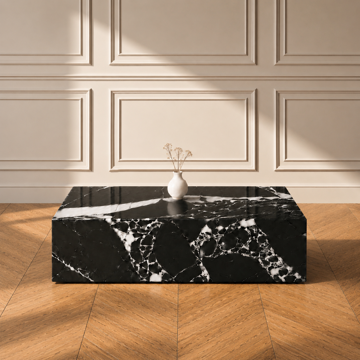 Faubourg coffee table in Nero Antico marble — view 1