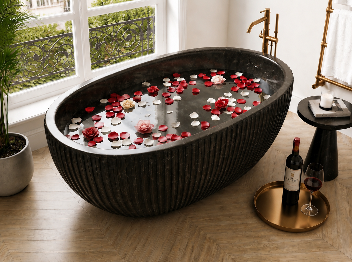 Varsovie bathtub in Emperador Dark marble