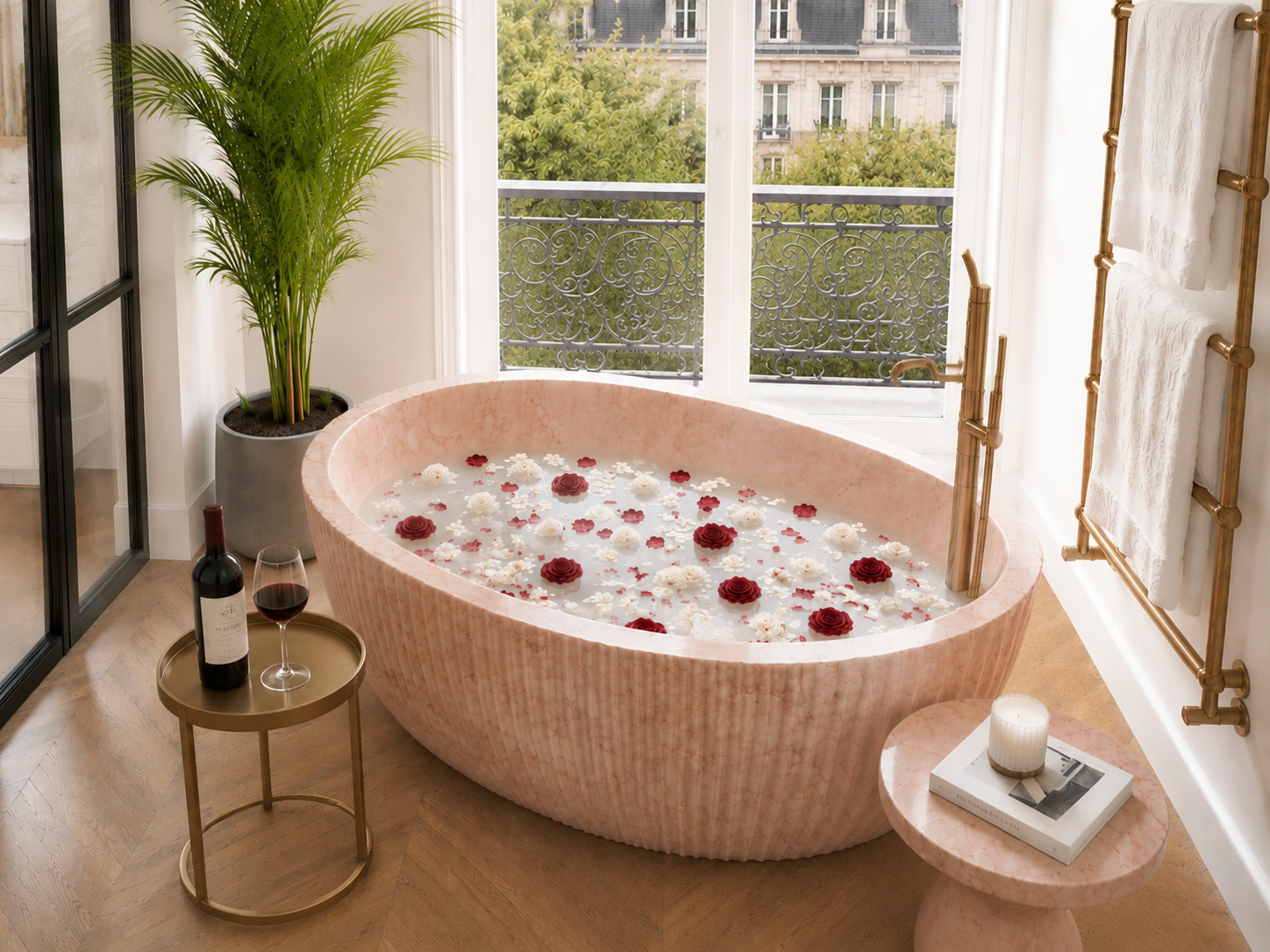 Varsovie bathtub in Oriental Pink marble