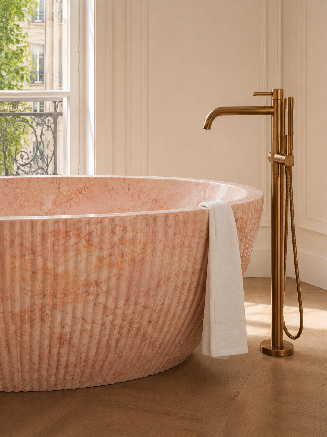 Varsovie bathtub in Oriental Pink marble