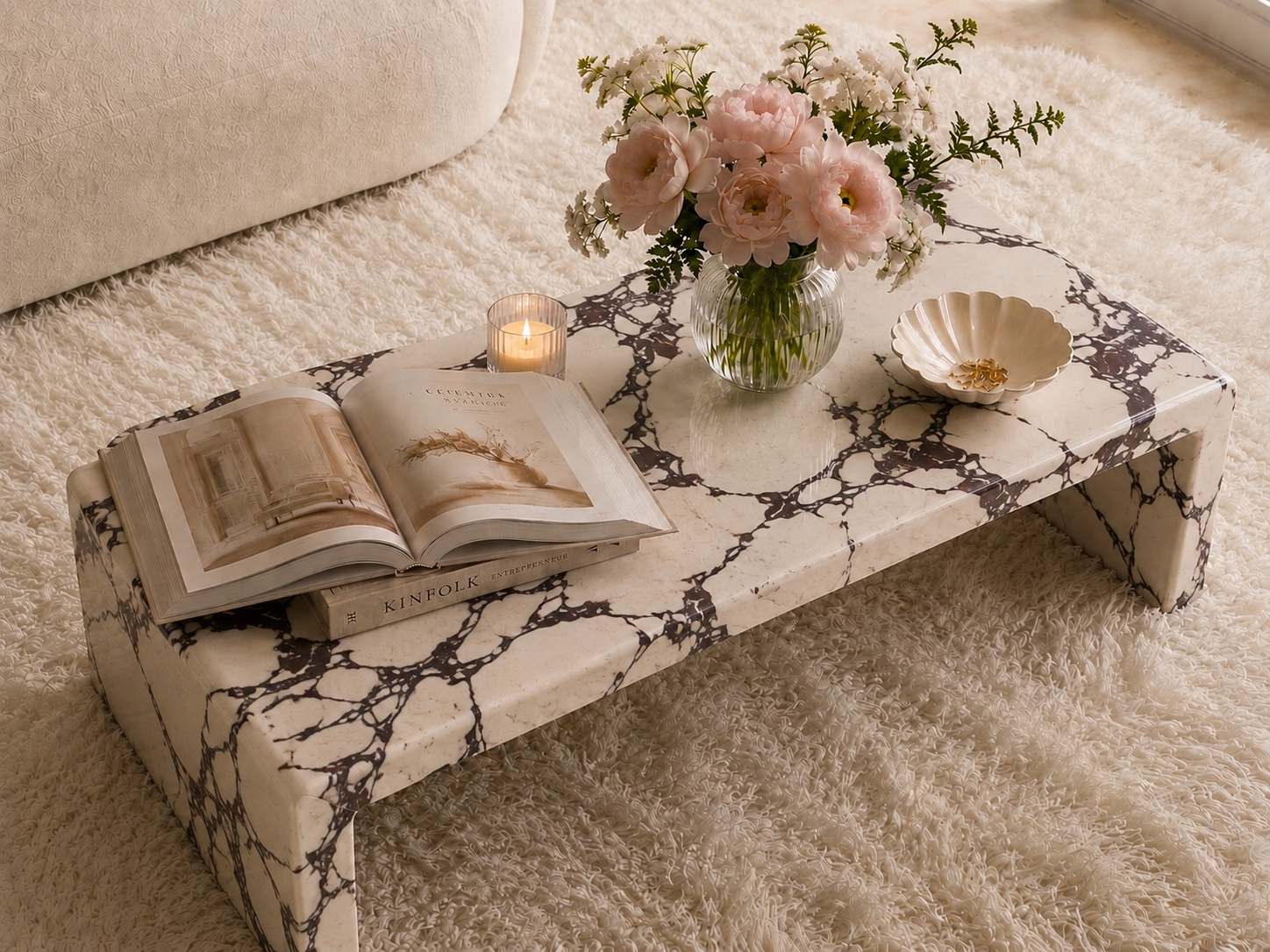 Monceau coffee table in Calacatta Viola marble