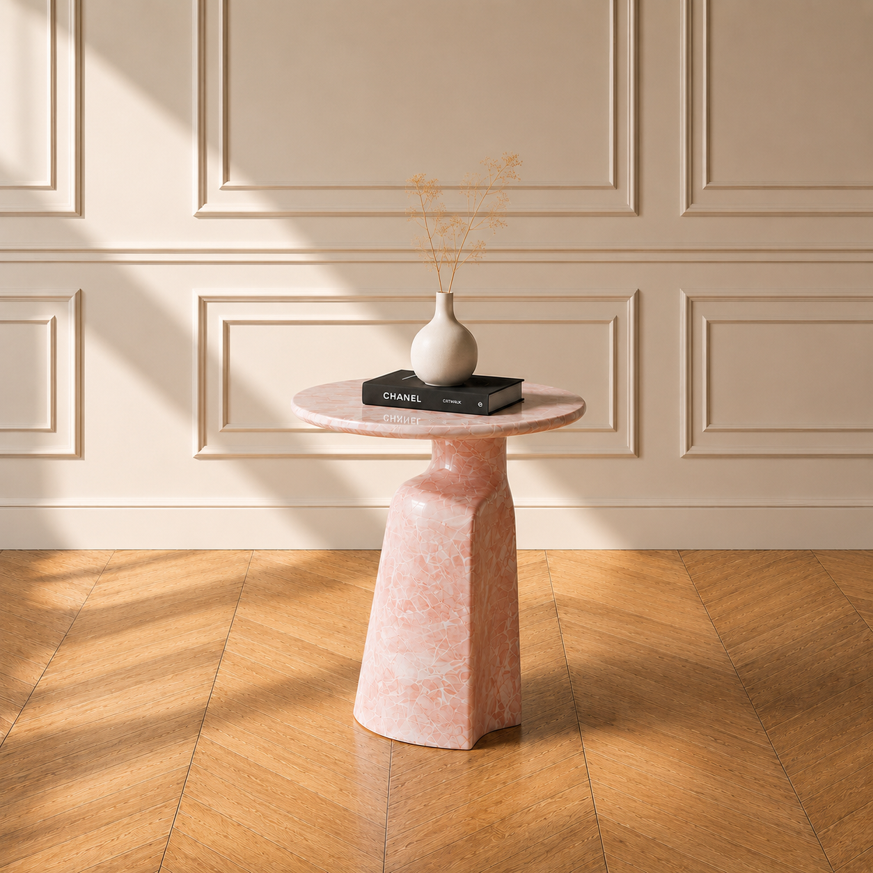 Marais side table in Oriental Pink marble