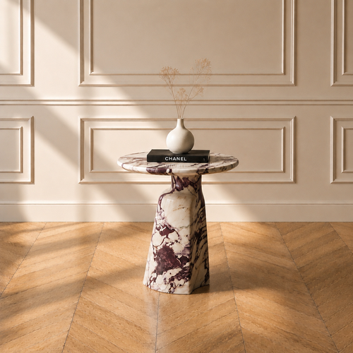 Marais side table in Calacatta Viola marble
