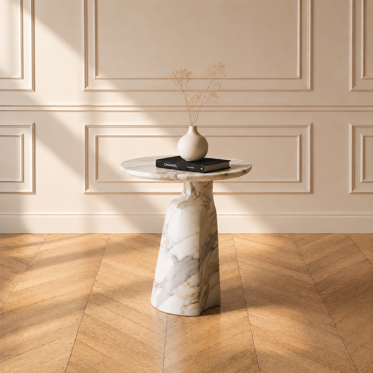 Marais side table in Calacatta Gold marble