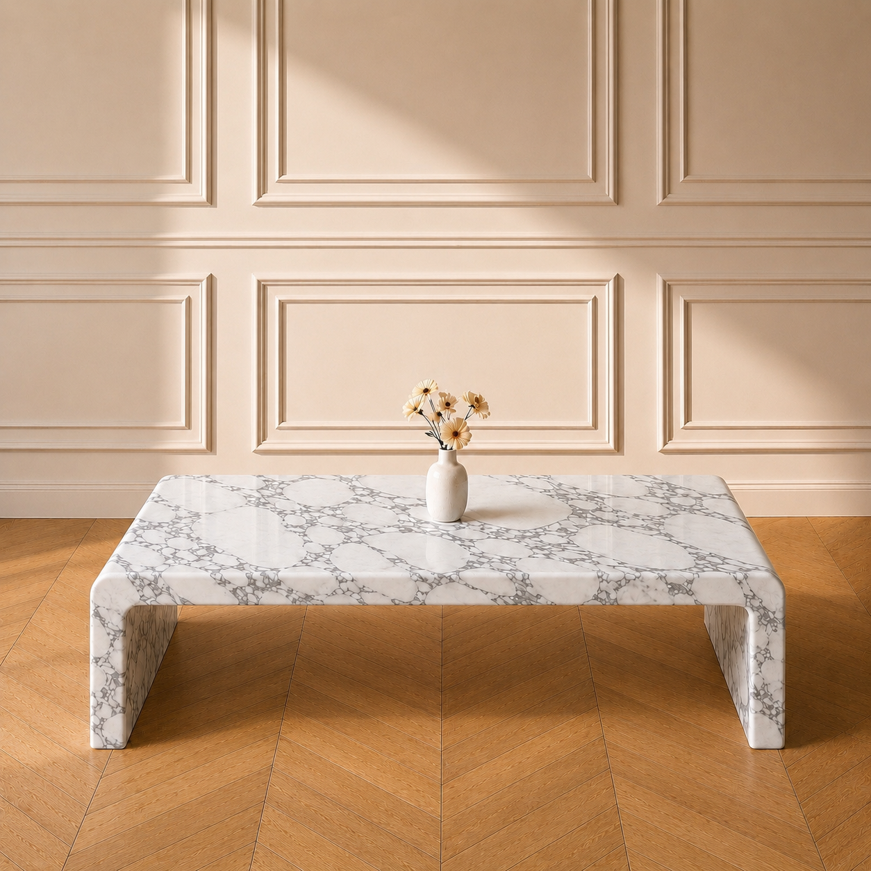 Monceau coffee table in Arabescato marble