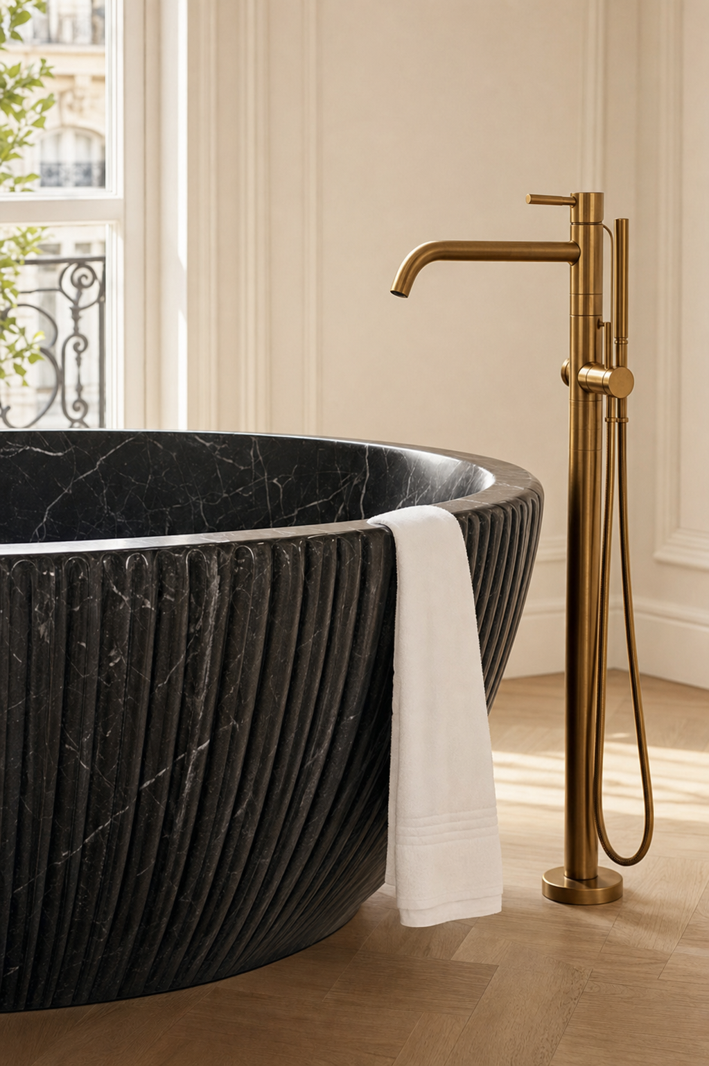Varsovie bathtub in Emperador Dark marble